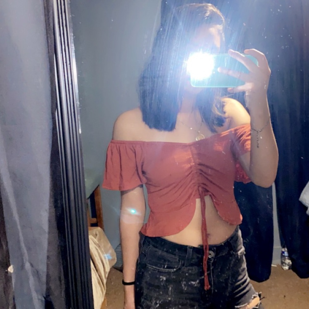 Live to be spoiled off the shoulder crop top